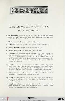 Arbeiten aus Silber, Chinasilber, Holz, Bronze etc. (Nr. 284-391)