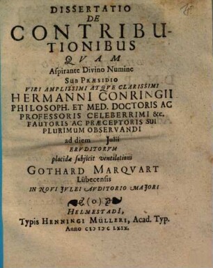 Dissertatio De Contributionibus