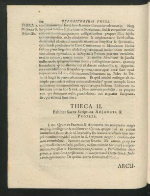 Theca II. Exhibet Sacrae Scripturae Adiuncta & Propria.