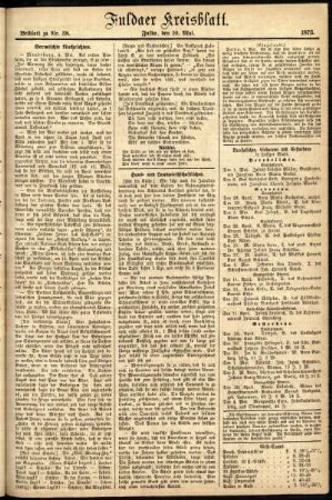 Zweite Ausgabe vom Samstag, den 10. Mai 1873.