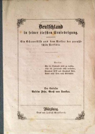 Deutschland in seiner tiefsten Erniedrigung : ein Schauerbild aus dem Atelier der preußischen Perfidie