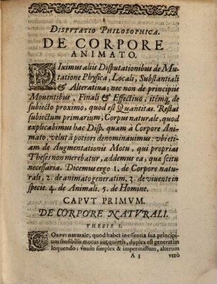 Disputatio Philosophica de corpore animato