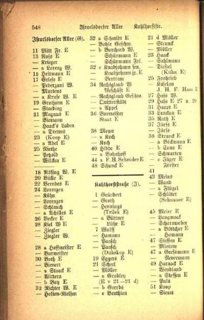 Kahlhorststraße, [Kaiserstraße, Kaiser Wilhelmstraße, Kalandstraße, Kapitelstraße, Karpfenstraße, Kastanien-Allee, Kastorpstraße, große Kiesau, kleine Kiesau, Kirchenstraße, Klappenstraße, Klingenberg, Klosterstraße, Kohlmarkt, Kolk, Koppelstraße, Königstraße, Körnerstraße, enger Krambuden, weiter Krambuden, Krähenstraße, Krausestraße, Kreuzweg, Krumme Querstraße, Kupferschmiedestraße]