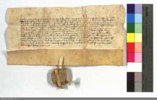 Henne Ringeler verkauft dem Eberhard, Pietanzmeister des D.O. zu Marburg, seinen Garten zu Selheim, der früher Lysen v. Erffurtshausen gehörte u. ...