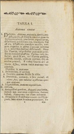 Tabula I. Anatomes rimatur