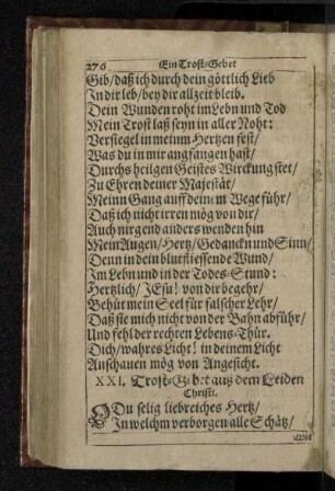 XXI. Trost-Gebet auß dem Leiden Christi.