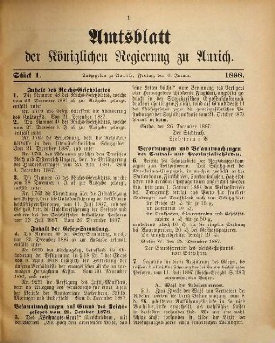 Amtsblatt für den Regierungsbezirk Aurich. 1888