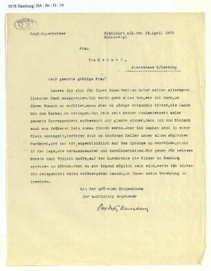 Brief an Ida Dehmel