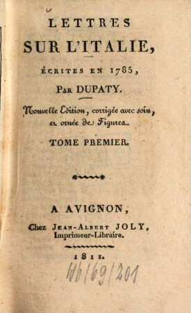 Lettres sur l'Italie, écrites en 1785, 1