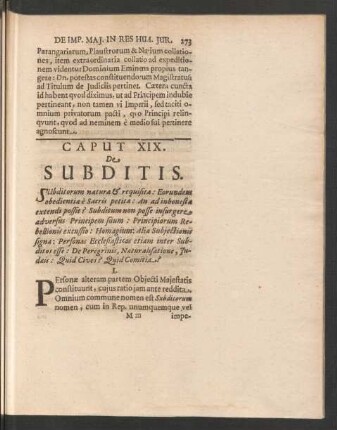 Caput XIX. De Subditis.