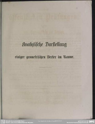 Analytische Darstellung einiger geometrischen Oerter im Raume