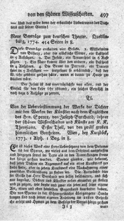 Von der Uebereinstimmung der Werke der Dichter mit den Werken der Künstler. T.1.