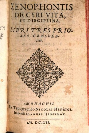 De Cyri vita et disciplina : libri tres priores Graecolatini
