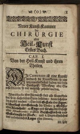 Neuer Kunst-Kammer der Chirurgie oder Heil-Kunst. Erstes Buch.