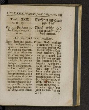 Titulus XXIX. Per quas personas nobis obligatio acquiritur.