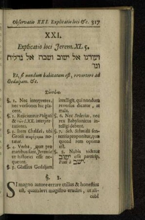 XXI. Explicatio loci Jerem. XL. 5.
