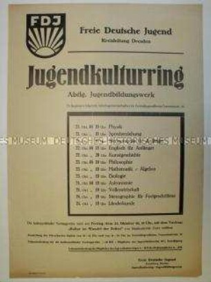 Maueranschlag des Jugendkulturringes Dresden mit Programm des Jugendbildungswerks