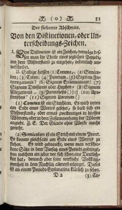 Der siebente Abschnitt. Von den Distinctionen, oder Unterscheidungs-Zeichen.