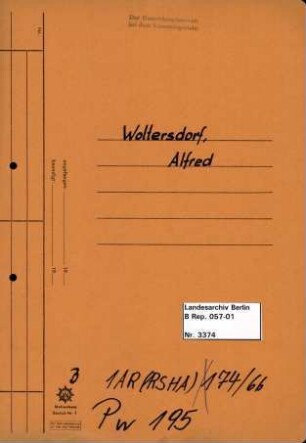 Personenheft Alfred Woltersdorf (*26.03.1897)