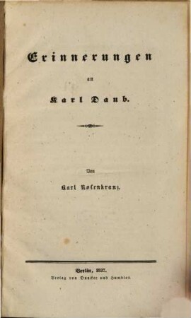 Erinnerungen an Karl Daub