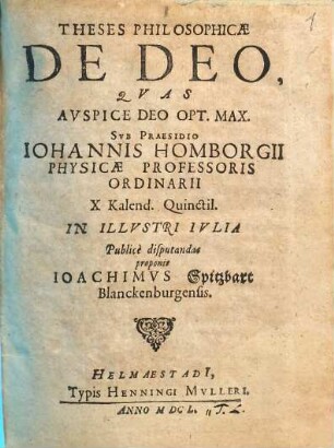 Theses Philosophicae De Deo