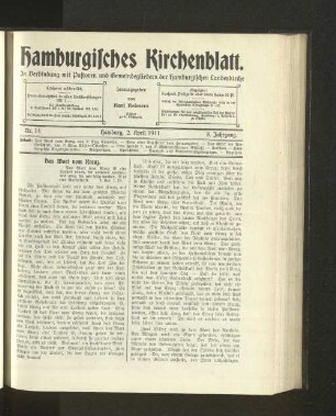 Nr. 14. Hamburg, 2. April 1911. 8. Jahrgang.