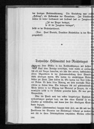 Technische Hilfsmittel des Reichstages