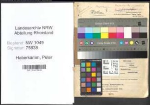 Entnazifizierung Peter Haberkamm , geb. 30.08.1909 (Buchhalter)