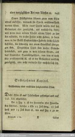 Sechzehntes Kapitel. Beschreibung eines wohlfeilen holzsparenden Ofens