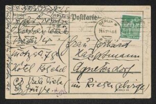 Brief von Else Lasker-Schüler an Margarete Hauptmann