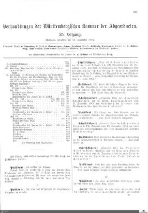 25. Sitzung, Stuttgart, 13.12.1904
