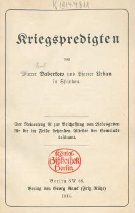 Kriegspredigten