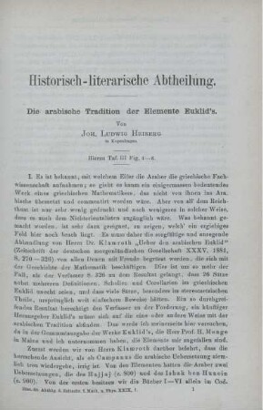 Die arabische Tradition der Elemente Euklid´s.