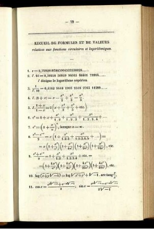 Recueil de formules et de valeurs.