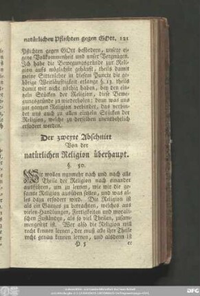 Der zweyte Abschnitt. Von der Religion überhaupt.