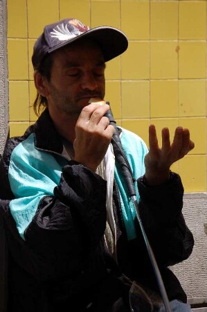 Blinder Bettler in der Kleinstadt Sintra bei Lissabon