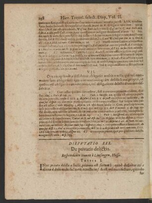 Disputatio XXX. De privatis delictis