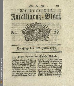 No. 28. Dienstag, den 10ten July, 1792