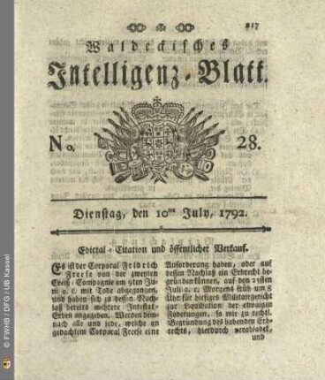 No. 28. Dienstag, den 10ten July, 1792