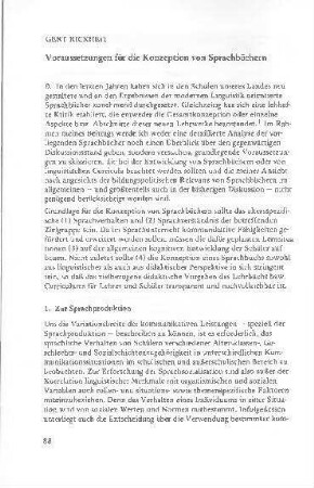 Voraussetzungen für die Konzeption von Sprachbüchern