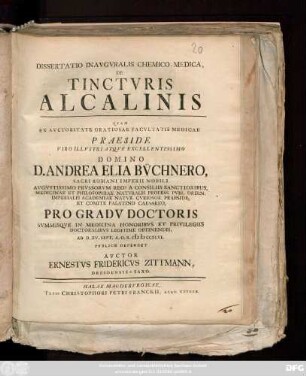 Dissertatio Inavgvralis Chemico-Medica, De Tinctvris Alcalinis