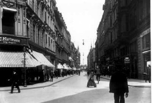 Hamburg. Historische Stadtansicht um ca. 1910. Blick in die Großen Bleichen zum Alsterpavillon
