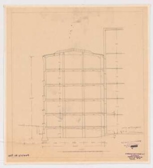 Fabrik Sigmund Goeritz AG, Chemnitz: 1. Bauabschnitt Nov./Dez. 1924, Schnitt 1:100