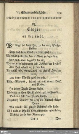 VI. Elegie an die Liebe