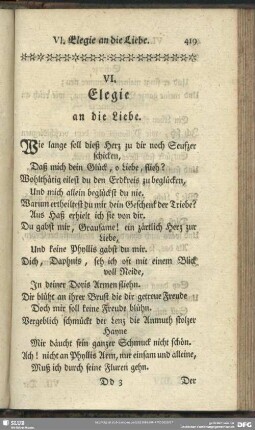 VI. Elegie an die Liebe
