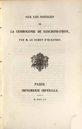 Sur les sources de la cosmogonie de Sanchoniathon