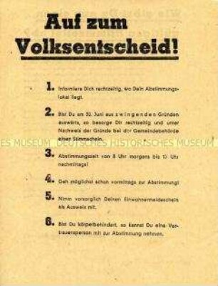 Aufruf der Landesverwaltung Sachsen zum Volksentscheid
