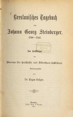 Breslauisches Tagebuch : 1740 - 1742