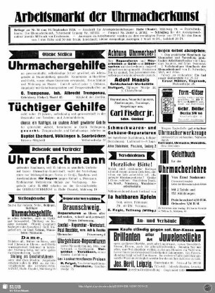 Arbeitsmarkt der Uhrmacherkunst
