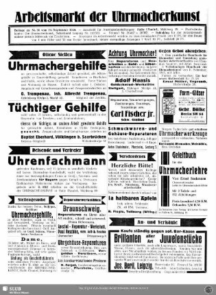 Arbeitsmarkt der Uhrmacherkunst
